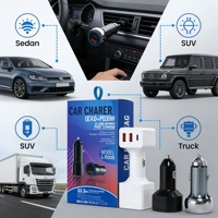 Yichengtek 45w Mini Dual Port Usb 12v Port Mobil Qc3.0 Pengisian Cepat dengan Voltmeter Universal 12v 24v Kabel Pengisi Daya Mobil.