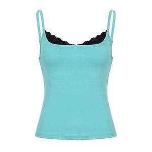 Débardeur Camisole Femme Y2K Streetwear Été Sans Manches Coupe Slim avec Dentelle et Blocs de Couleurs - Product Image 6