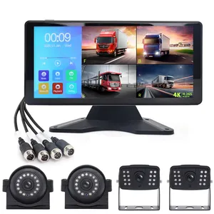 OEM 10 pouces Quad Split véhicule sécurité voiture caméra de recul Kit HD étanche Vision nocturne moniteur pour camion Bus