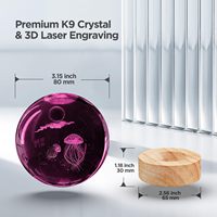 Lampe de nuit en cristal 3D TSINYE en forme de méduse avec base en bois LED 16 couleurs, décoration de bureau originale, cadeaux pour enfants, filles, garçons, amis, fans
