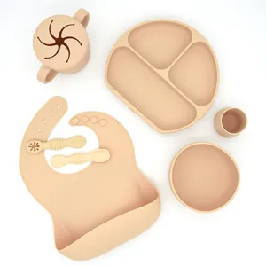 Baby Silicone Feeding Set for Toddler Baby Led Weaning Supplies BPA Free Suction Plates Bowls Eating Utensils