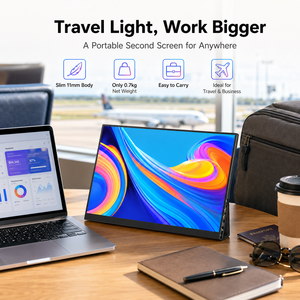 Écran <span class=keywords><strong>portable</strong></span> USB-C 16 pouces 2,5K, extension d'écran pour <span class=keywords><strong>ordinateur</strong></span> <span class=keywords><strong>portable</strong></span>, double mini HDMI, moniteur léger 0,7 kg - Product Image 3