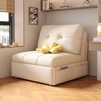 Sofá Cama Convertible Plegable Color Crema, Retráctil, Doble Uso, para Apartamentos Pequeños, Modelo Popular en Internet, para Balcón