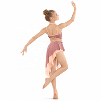 Costume de danse lyrique/contemporaine EDREI pour filles, coupe halter, taille découpée, appliqué floral, bicolore, en Spandex/Polyester, sublimation