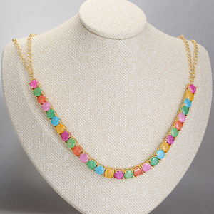 <span class=keywords><strong>Collier</strong></span> Jinyuan tendance pour <span class=keywords><strong>femme</strong></span>, micro-incrusté de zircons colorés, chaîne en bambou, style sportif, avec griffes arc-en-ciel et petits points incrustés - Product Image 4