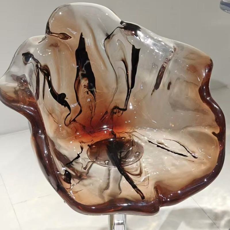 Rouge ambre + miroir pieds en acier inoxydable