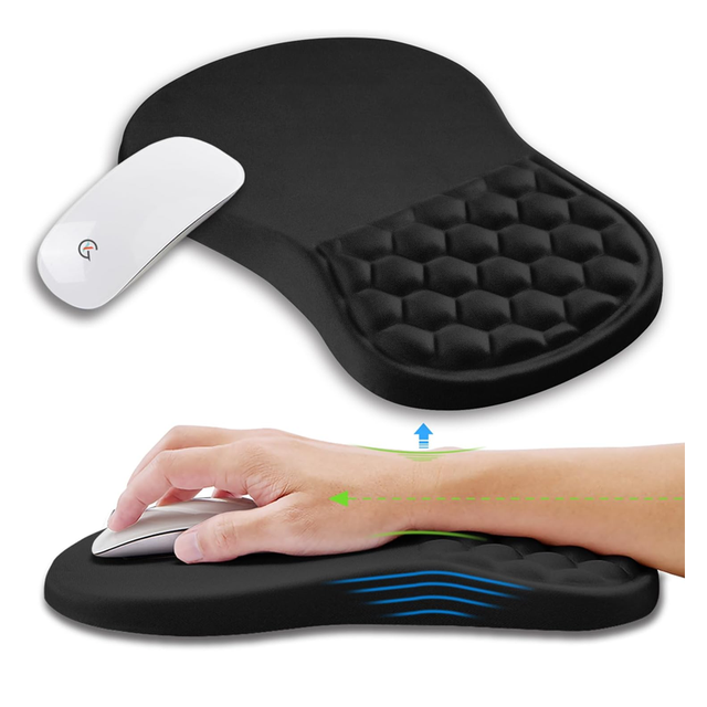 Factory Custom Ergonomic Mouse Pad with Memory Foam Wrist Rest Non-Slip PU Base Comfortable Customized Wrist Support Mousepad