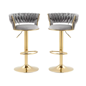 Luxury Stainless Steel Adjustable Height <strong>Velvet</strong> Counter <strong>Chair</strong>, Restaurant, Hotel, <strong>Cocktail</strong> Party, Modern Design Rotating <strong>Chair</strong> - Product Image 1