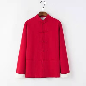 Haut traditionnel <span class=keywords><strong>chinois</strong></span> en coton pour <span class=keywords><strong>homme</strong></span>, style Tang, à manches longues, uniforme de Kung Fu et Tai Chi, chemise, blouse ou manteau pour le printemps et l'automne - Product Image 3