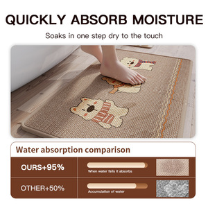 Tapis de bain rectangulaire Sally à motif de dessin animé en fibre de polyester absorbant et antidérapant, tapis de salle de bain à séchage rapide, tapis de porte - Product Image 5