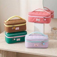 Sac de maquillage mignon et kawaii en polyester, ultra-léger, grande capacité, respirant, pliable, avec fermeture éclair et poignée souple, idéal pour les voyages