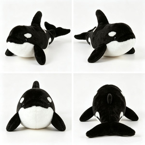 Jouets en peluche de baleines tueuses de taille géante représentant des animaux marins - Product Image 5