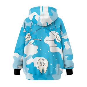 Felpa con Cappuccio Oversize in Pile con Stampa Cartoon di Denti, Tema Dentale, Pullover Casual da Donna per Dentisti e Amanti della Odontoiatria - Product Image 6
