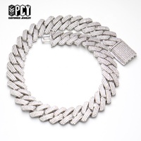 Miami iced out colar cubano, joias de alta qualidade para homens, corrente de ligação cubana, hip hop, colar de diamantes aaa + cz 20mm