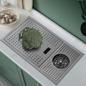 Fregadero de Cocina de Acero Inoxidable Nano 304 Negro Mate con Enjuagador de Vasos, Fregadero Individual Bajo Encimera Tipo Workstation para Cocina Doméstica - Product Image 4