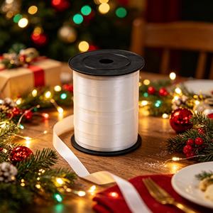 Party Love Available in lengths of12 meters and above Plastic Satin White Ribbon 500m Christmas Decorations - Product Image 5