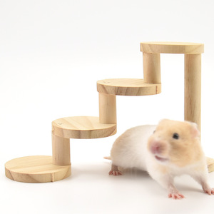 Solid Wood Staircase For Hamster Pine 3 <b>Steps</b> Climbing <b>Ladder</b> <b>Small</b> Animal Toy - Product Image 1
