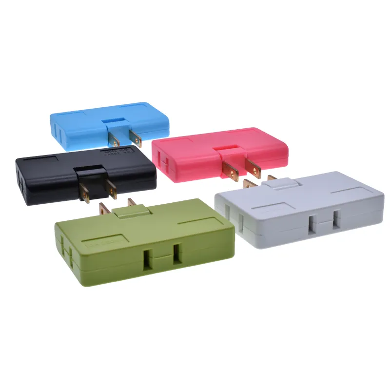 Wholesale 110V 250V US extension plug adapter 3 to 1 mini 180 Degree Rotation Portable colorful socket converter