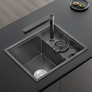 Fregadero de Preparación de Acero Inoxidable SUS304 con Nano Grabado, Barra Oculta, 45x38cm, Tapa Abatible, Enjuagador de Vasos Oculto, Doble Drenaje, OEM Personalizado - Product Image 4