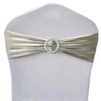 Muwei Bande de chaise moderne en spandex métallique élastique réutilisable avec boucle en strass pour mariage et fête