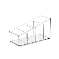 Support de rangement transparent pour télécommandes avec 4 compartiments, organiseur de sachets de thé en plastique, support de rangement de bureau transparent pour le bureau