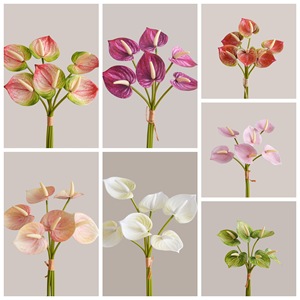 Bouquet d'Anthurium Artificiel CallaFloral en PVC Souple – Décoration Intérieure, Mariage, Artisanat, Style INS – Fleurs Transfrontalières - Product Image 3