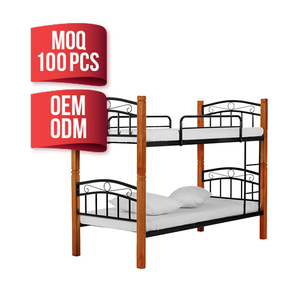 Litera de madera antigua, Metal, Domica, KD-5998, madera maciza, dos pisos, Malasia - Product Image 1