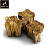 Meubles design de luxe de haute qualité en acier inoxydable en forme de racine Table à thé Groggery Lobby Table d'angle de salon