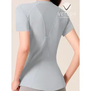 Camiseta Deportiva Vetega Suave y Transpirable con Logotipo Estampado en la Parte Delantera, Unisex, Corte Regular, Manga Corta, Cuello Redondo, Tejido de Punto, Azul C - Product Image 3