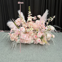 Décoration de chemin de fleurs artificielles roses et blanches pour allée de mariage, vente en gros personnalisée directe d'usine