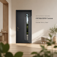 Porte d'entrée en aluminium raffiné pour maison d'élite avec serrure extérieure de sécurité robuste, poignée métallique CE anti-effraction