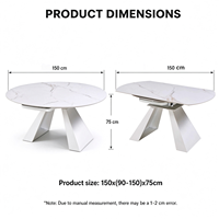 Ensemble de table à manger extensible moderne de luxe, meubles de cuisine rétractables, plateau en pierre frittée marbrée, table à manger extensible