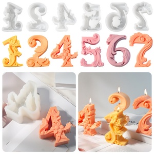 Molde de Silicona con Números del 0 al 9 y Flores en Relieve para Decoración de Pasteles de Cumpleaños, Molde para Velas Aromáticas - Product Image 5
