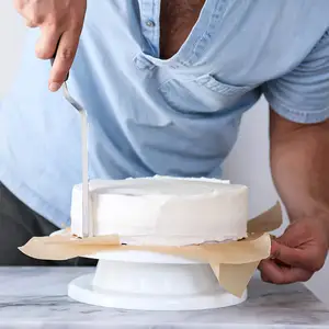 Fondant-soporte de plástico para decoración de tartas, plato giratorio blanco de primera calidad para hornear