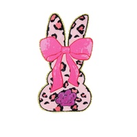 Patch brodé lapin mignon, motif cœur rose et gris, thermocollant pour vêtements de filles, sacs, accessoires de bricolage scolaires