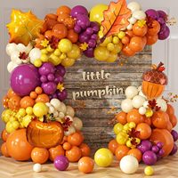 Kit d'arche de guirlande de ballons personnalisés en latex et feuille d'aluminium, motifs feuille d'érable d'automne, gland et citrouille, pour décoration de fête de Thanksgiving et de la récolte