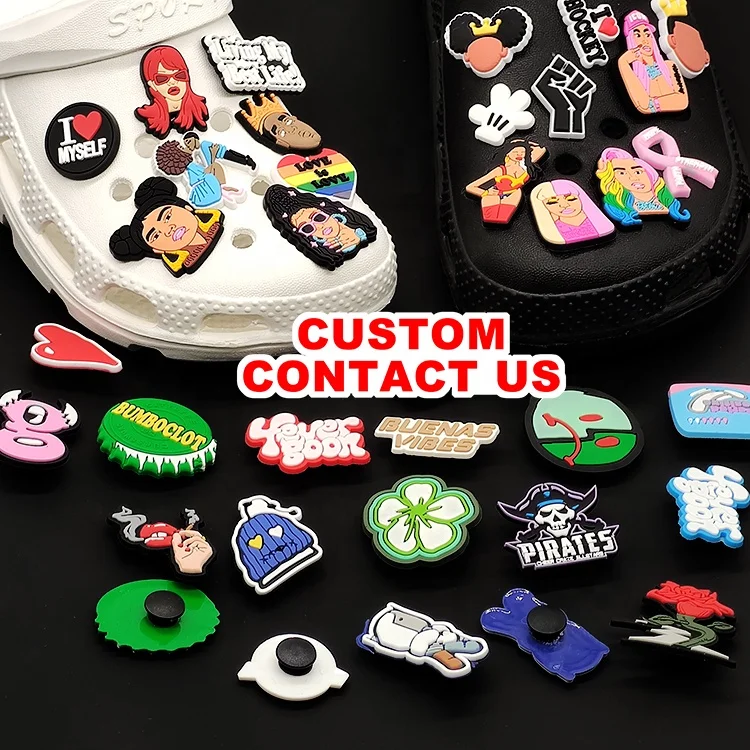 Custom Logo Christmas Clog Cartoon Letter Flower 3D Anime Decoration Accessories Halloween PVC Designer Shoes Charms For Croc