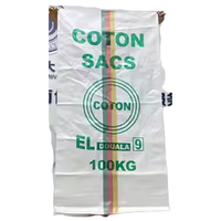 Sacs tissés en PP de 100 kg en gros avec rayures verticales imprimées offset jaunes/rouges/vertes pour semences, aliments pour animaux, céréales, riz, farine - Cameroun
