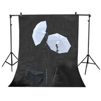 Kit Latar Belakang Fotografi Payung Kain Muslin Paduan Aluminium Non-woven dengan Stand Lampu 2.8m