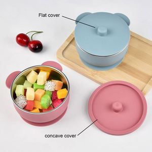 Bol pour bébé coloré réutilisable en acier inoxydable 304 avec couvercle en silicone, qualité alimentaire, passe au lave-vaisselle, antidérapant - Product Image 3