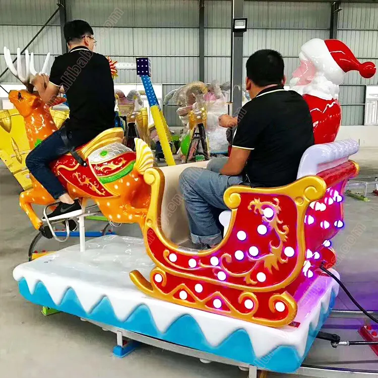 Taman Hiburan Berkendara Anak Tema Natal Kecil Kereta Listrik Mini Santa Klaus