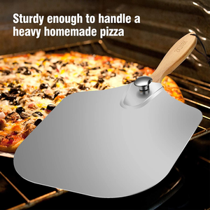 <span class=keywords><strong>Pelle</strong></span> à éplucher avec poignée pliable, 1 pièce, accessoire de cuisine en acier inoxydable pour <span class=keywords><strong>Pizza</strong></span>, avec manche en <span class=keywords><strong>bois</strong></span> - Product Image 2