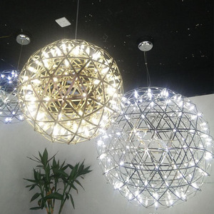 פלדה חתונה מודרנית פלדה סביב נצנוצץ-כדור הוביל נברשת מלון חנות תקרה קישוטי תלייה מנורת תליון - Product Image 4