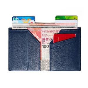 Tarjetero Delgado <span class=keywords><strong>de</strong></span> Cuero Genuino para Hombre y Mujer, Cartera Minimalista para Bolsillo Delantero con Ranura para Efectivo, Bloqueo RFID, Estuche para Tarjetas <span class=keywords><strong>de</strong></span> Crédito - Product Image 1