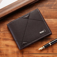 Dompet pendek kulit PU pria, kpurse koin Multi kartu, kasual tipis tiga lipat Horizontal untuk lelaki muda