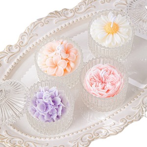 Bán buôn nến thơm sang trọng nến thủy tinh Jar tinh dầu hoa hình dạng hương thơm sáp đậu nành - Product Image 3