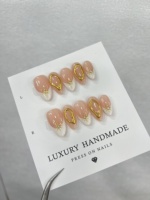 Lot de 10 faux ongles carrés faits à la main en acrylique à presser pour application sur les doigts – Luxe et haute qualité