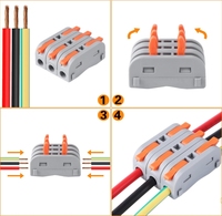 Connecteur de bornier 3 entrées 3 sorties 32A 250V à raccordement rapide avec boîtier PC pour applications de câblage électrique en cuivre