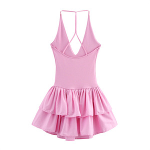 ชุดเดรสมินิเดรสคอปกแบบผูกหลังสำหรับผู้หญิง - ชุดเดรสเต้นรำแบบกระโปรงหลายชั้นไม่มีแขนและเปิดหลัง เสื้อผ้าแฟชั่นสำหรับผู้หญิง - Product Image 6