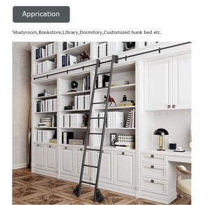 <span class=keywords><strong>Échelle</strong></span> coulissante moderne en acier RHETECH, kits de quincaillerie pour cuisine et <span class=keywords><strong>bibliothèque</strong></span> à domicile, <span class=keywords><strong>échelle</strong></span> coulissante roulante - Product Image 6